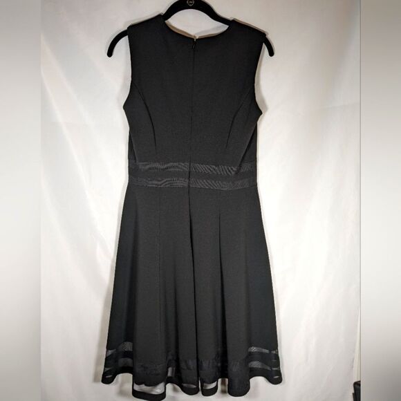 Calvin Klein Illusion Sleeveless Black A-Line Mini Dress Sheer Trim Size 4 - Picture 4 of 11